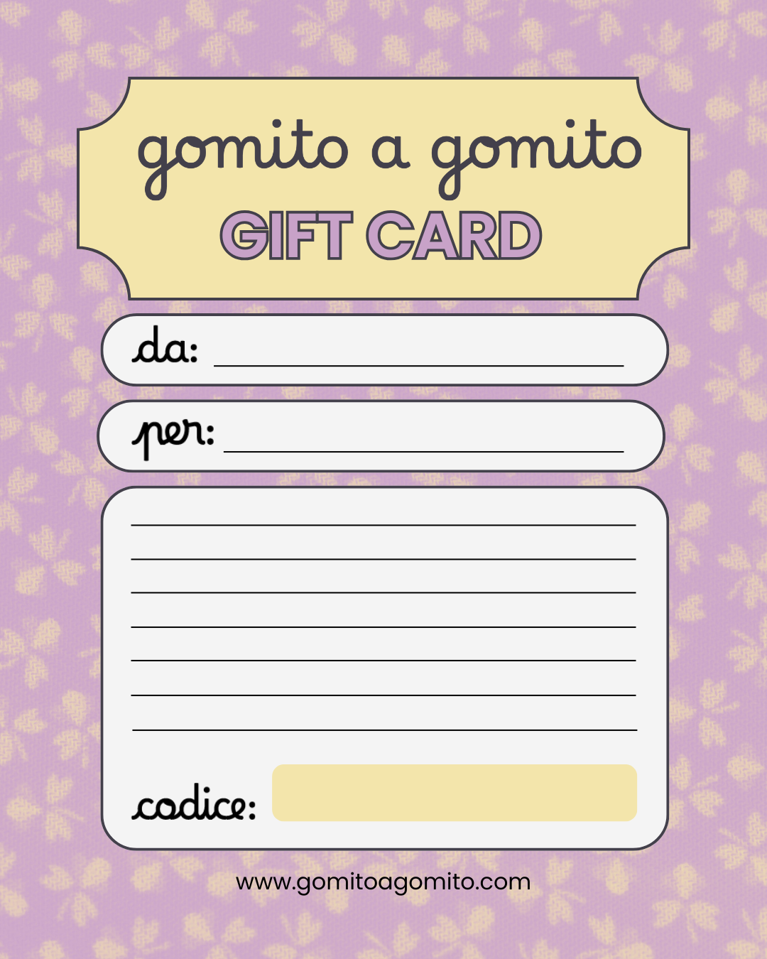 Gift Card Gomito a Gomito